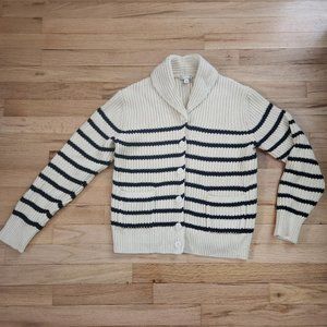 Gap Shawl Collar Striped Cardigan Cream/Navy Size Medium